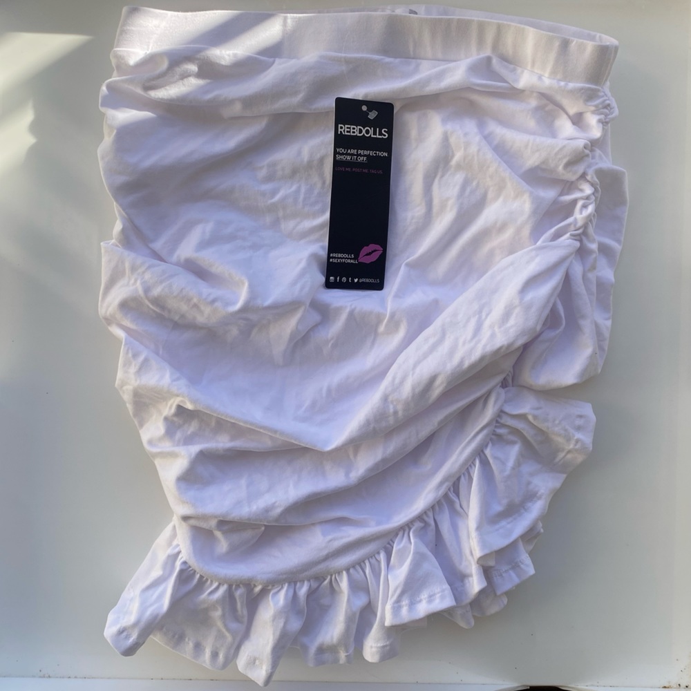 REBDOLLS “Hand It Over” Ruffle Hem Ruched Mini Skirt 2x